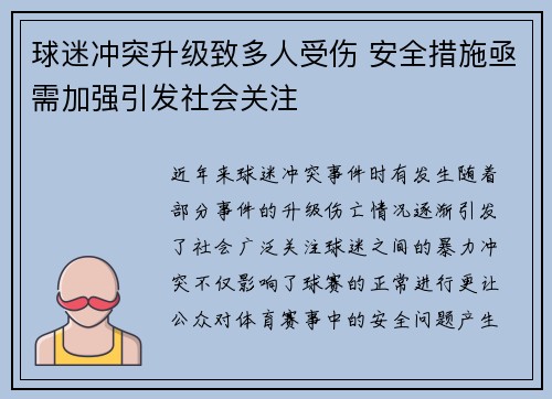 球迷冲突升级致多人受伤 安全措施亟需加强引发社会关注